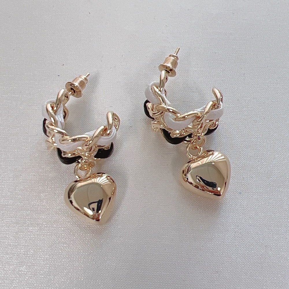 Heart Drop Double Hoop Earrings